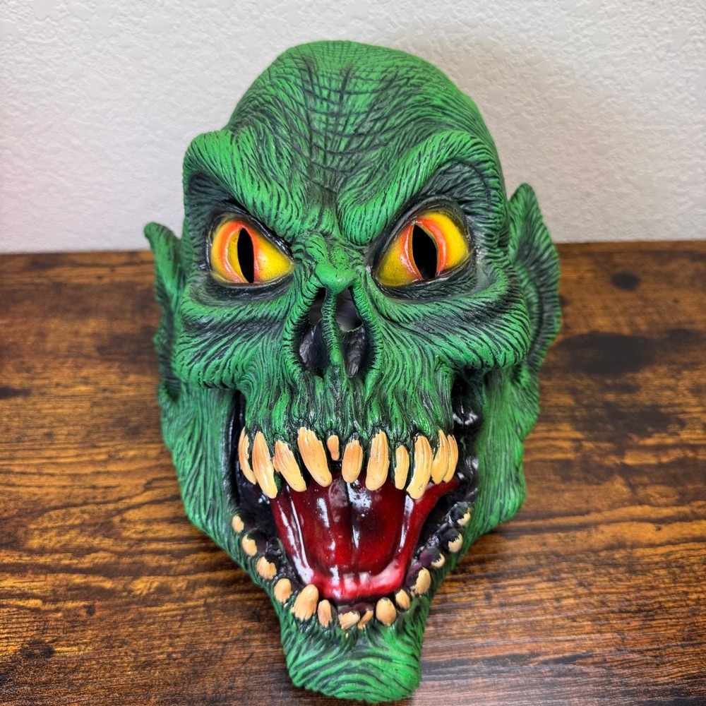 Mask Illusions Green Monster Halloween Latex Mask 1990s Mexico Vintage Flaw